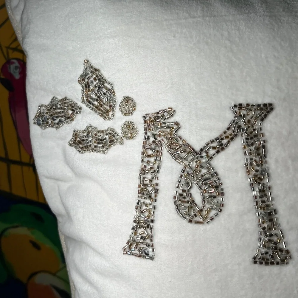 Merry and Bright Beaded White Velvet Pillow Down Fill, Dash Away Home 20 x 20